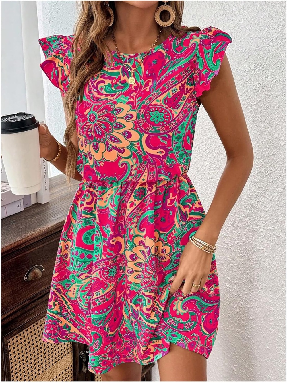 Like new RoseSeem paisley floral cap sleeve dress. Size M.